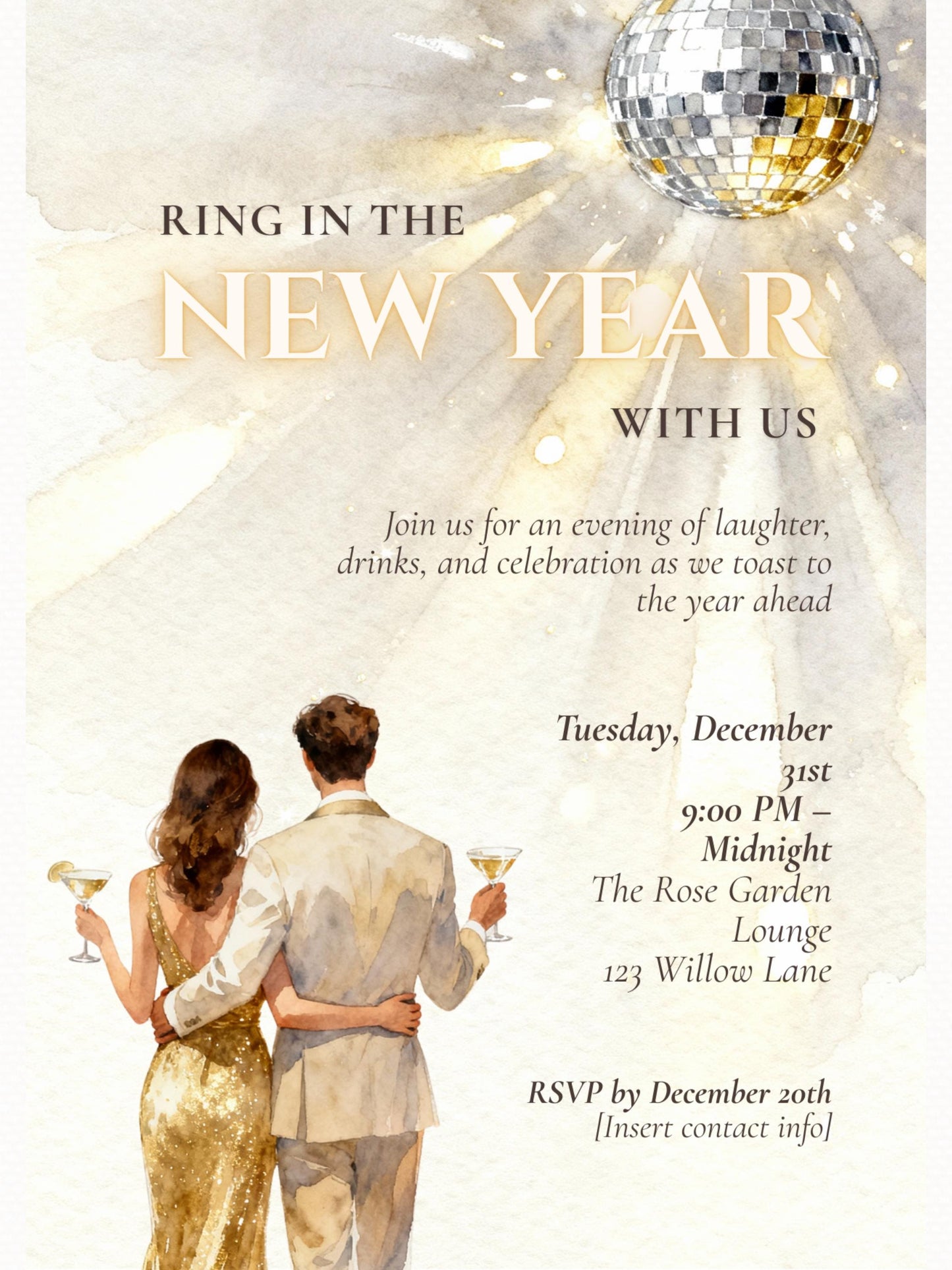 New Year’s Eve Invitation, Printable NYE Party Invite (Instant Download Editable Canva Template) Customizable Ring in the Bells Hogmanay