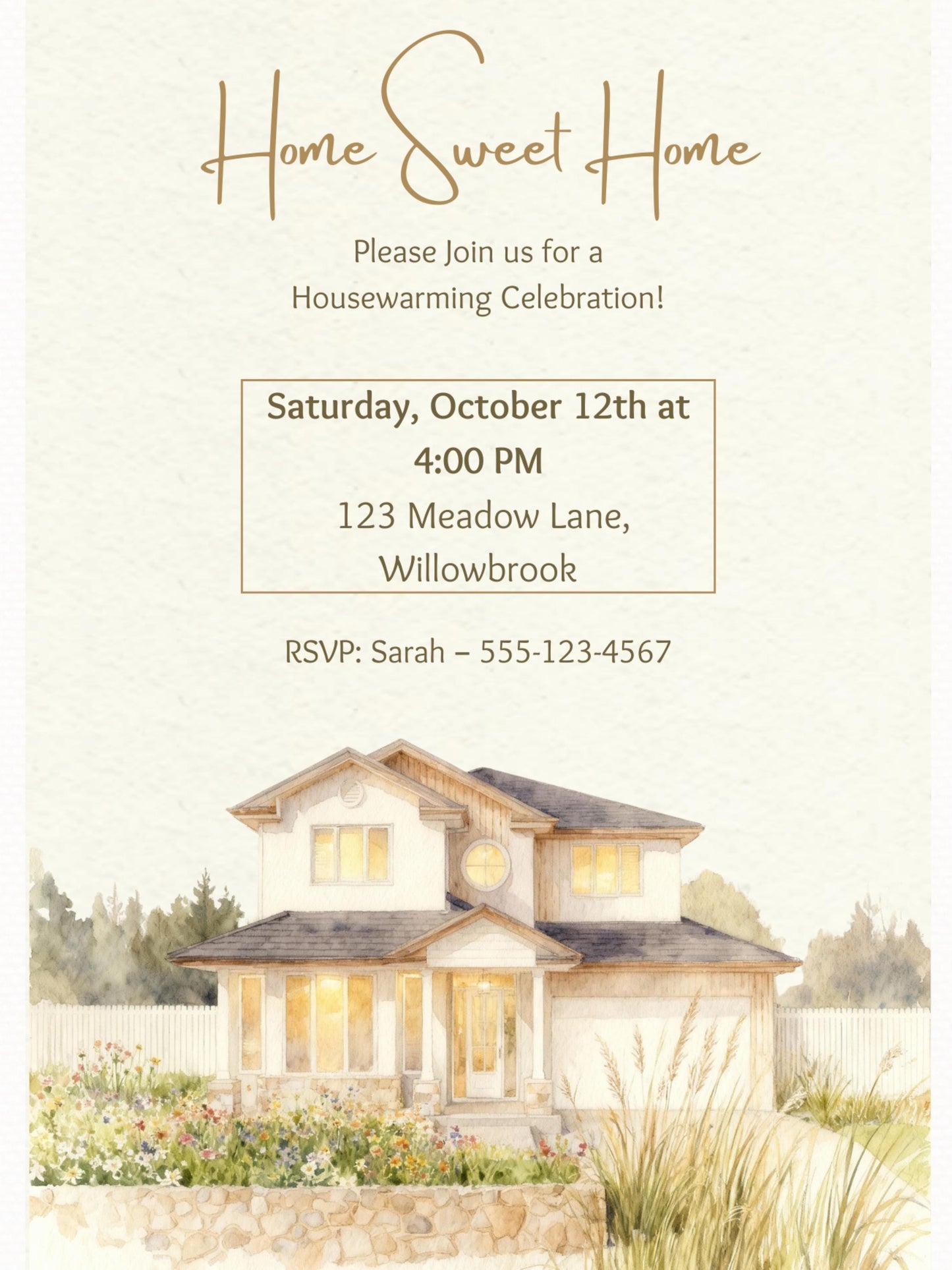 Custom Housewarming Invitation - Personalized Home Portrait Watercolor Invite - Unique Moving Party Announcement (Digital or Printable)
