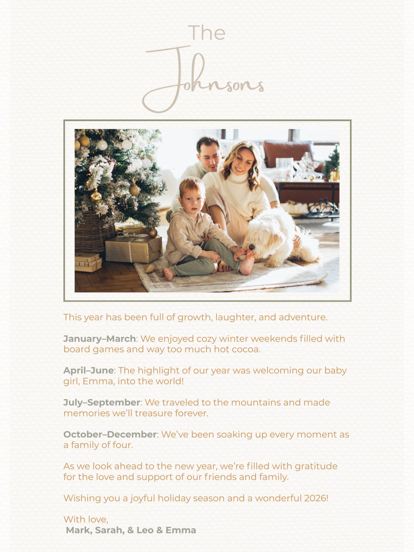 Editable Christmas Card with Newsletter - Christian Peace on Earth Dove Canva Template, Printable or Digital Holiday Greeting