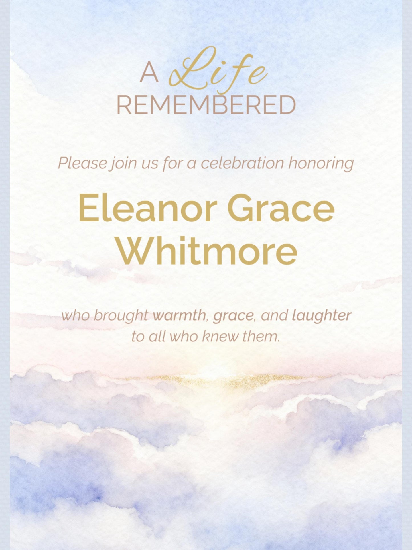 Custom Watercolor Memorial Template-Editable Canva Funeral Invitation-Celebration of Life Program (Personalized Portrait Keepsake)