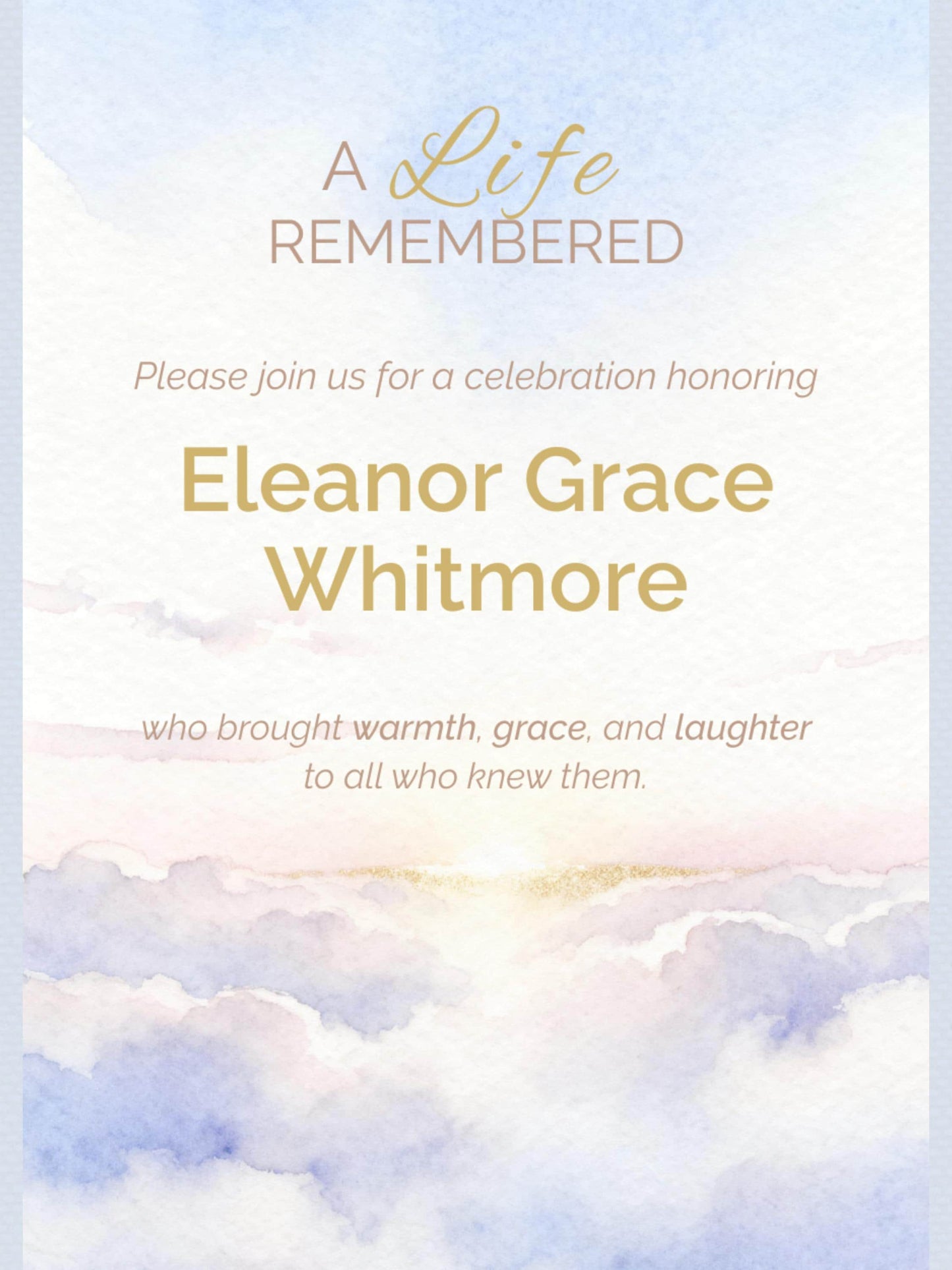 Custom Watercolor Memorial Template-Editable Canva Funeral Invitation-Celebration of Life Program (Personalized Portrait Keepsake)