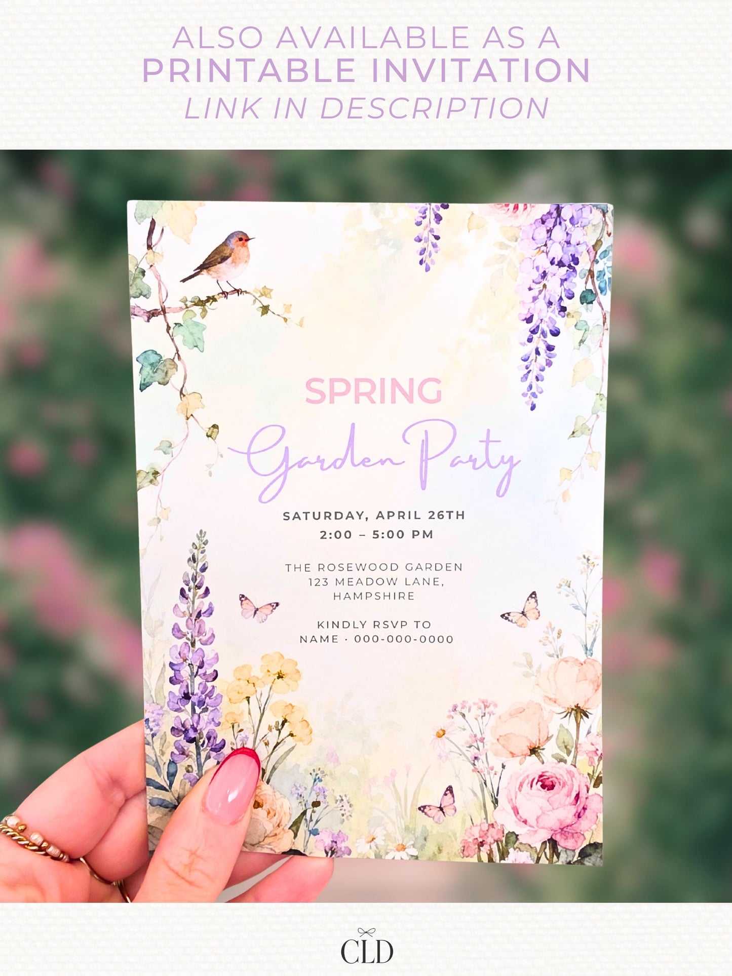 Animated Spring Garden Party Evite - Floral Brunch/Lunch Celebration Video Invitation (Editable Canva Digital Invite Template)