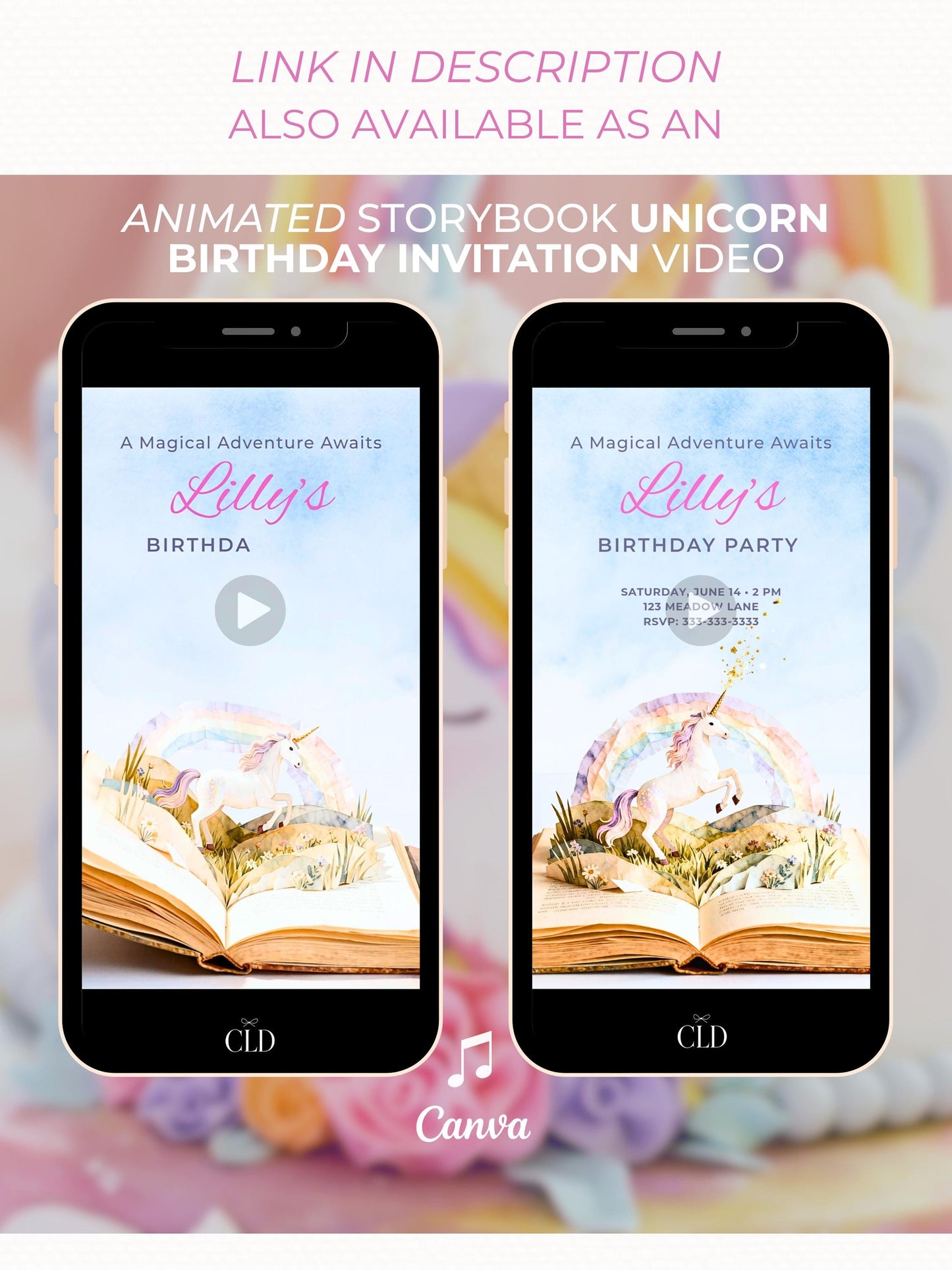 Printable Mermaid Birthday Invitation - Custom Storybook Magical Rainbow Party Invite (Instant Download Editable Canva Digital Evite)