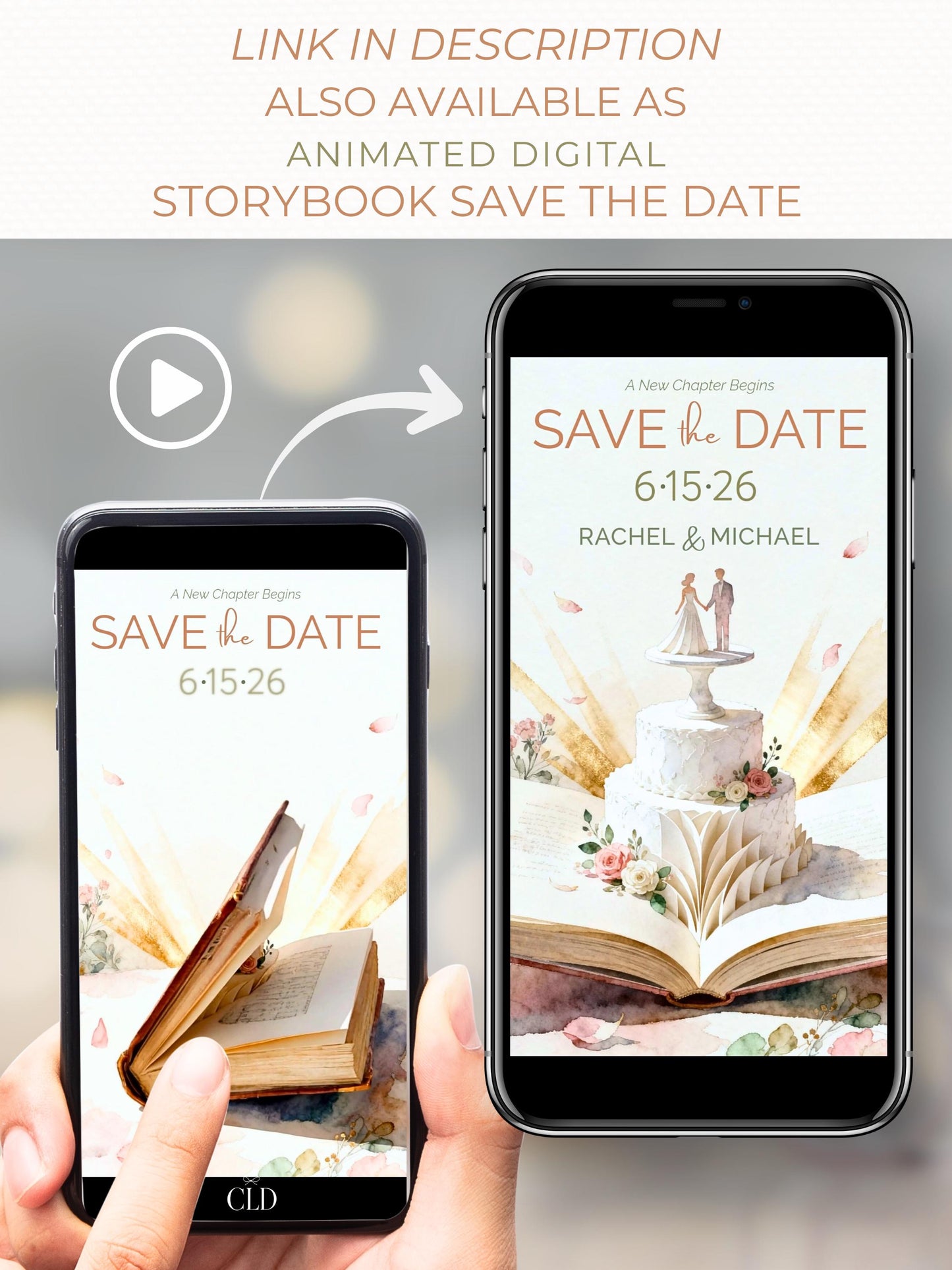 Storybook Save the Date Printable - Wedding Invitation 5x7 Card (Custom Instant Download Digital Canva Template Evite)