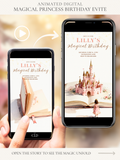 Animated Princess Birthday Evite - Custom Storybook Castle Video Invitation - Magical Girl Digital Invite (Instant Download Canva Template)