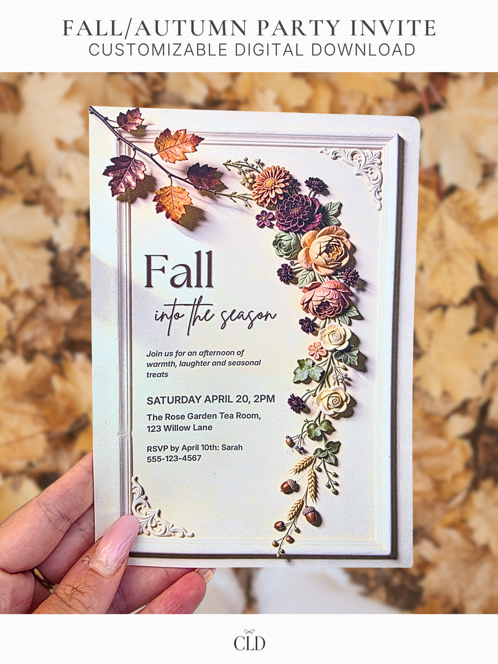 Fall Printable Invitation, Autumn Party Invite Template, Friendsgiving Card, Harvest Gathering, Editable Canva 5x7 Digital Download