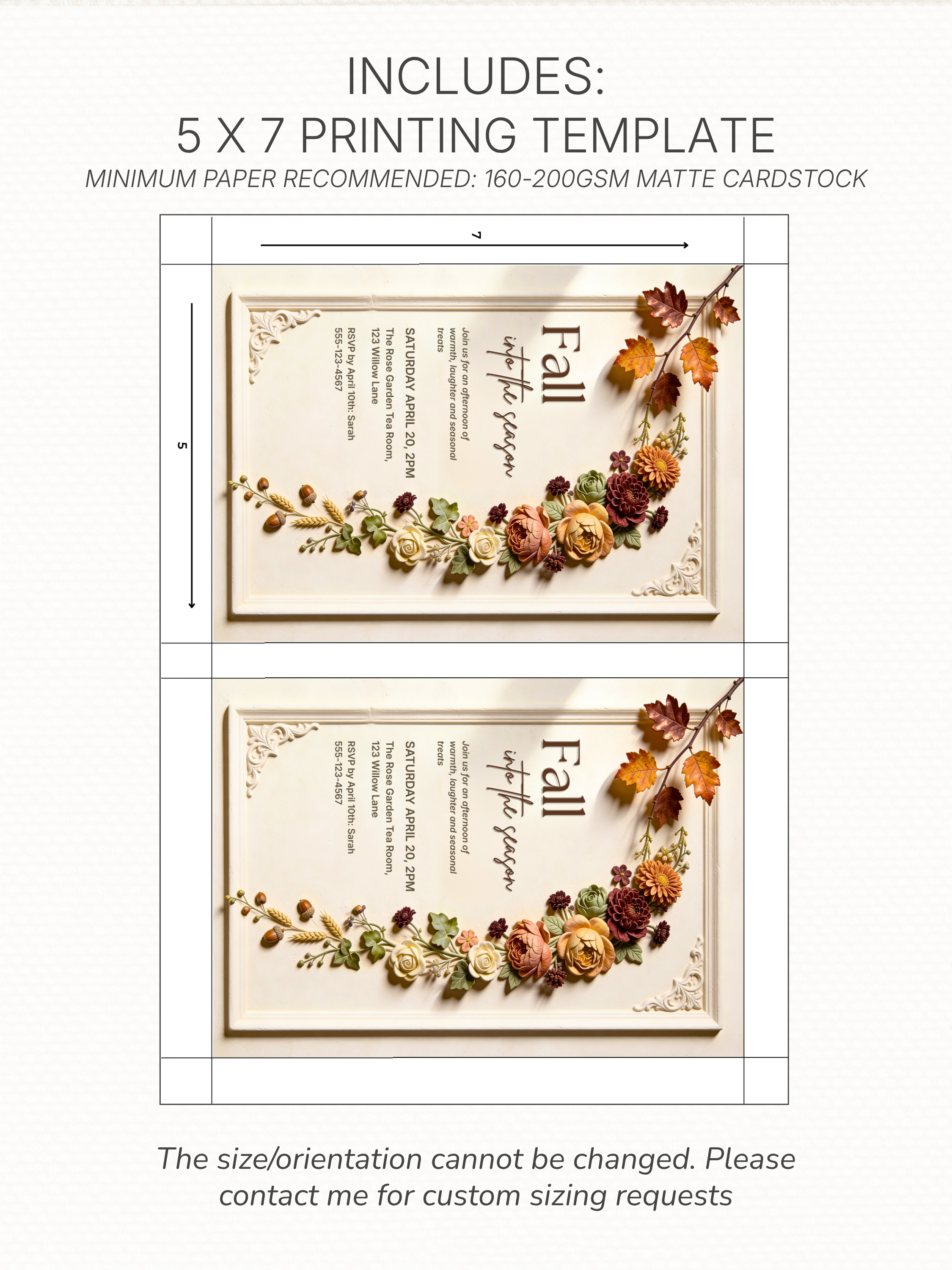 Fall Printable Invitation, Autumn Party Invite Template, Friendsgiving Card, Harvest Gathering, Editable Canva 5x7 Digital Download