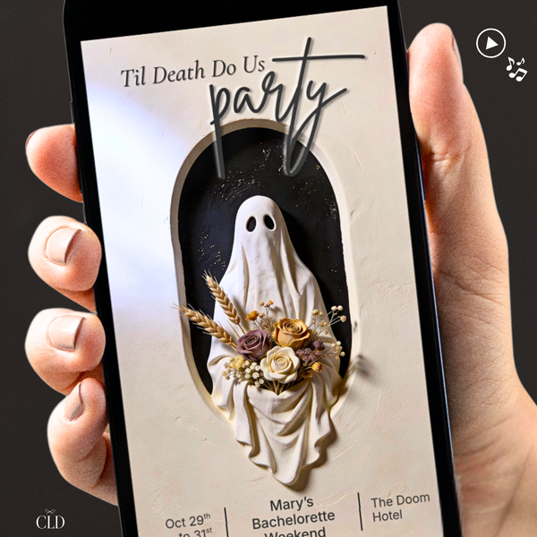 Halloween Bachelorette Animated Evite - Til Death Do Us Party Video Invitation (Editable Canva Template) Spooky Hen Weekend