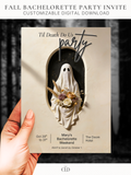 Halloween Bachelorette Invitation Printable - Til Death Do Us Party (Editable Canva Template) Spooky Hen Weekend Invite, 5x7