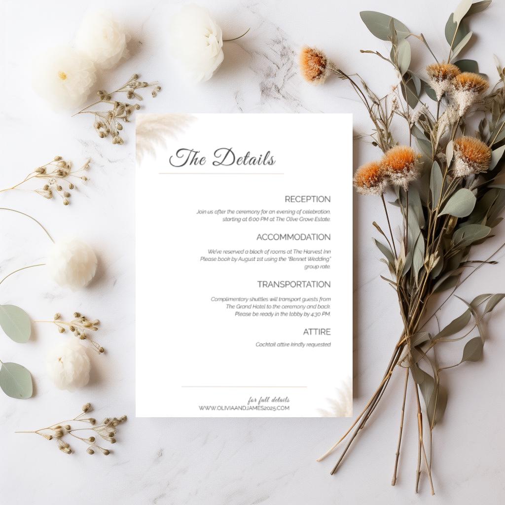 Modern Wedding Invitation Suite Bundle – Editable Canva Template - Save the Date, RSVP, Details & Invitation Card