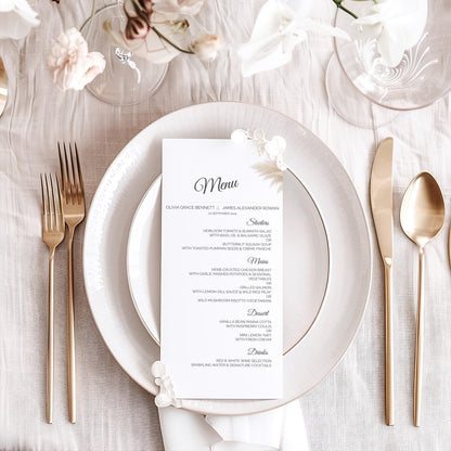 Wedding Menu Template Editable - Pampas Grass Boho Canva Design - Printable Neutral Wedding Dinner Menu - Modern Reception Sign