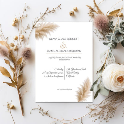 Modern Wedding Invitation Suite Canva Template – Minimalist Editable Bundle - RSVP, Menu, Welcome Sign, Seating Chart