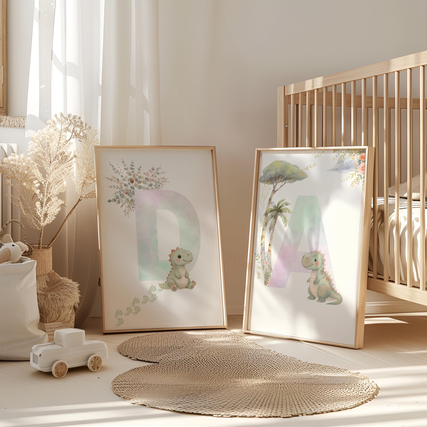 Clipart Bundle Watercolor Dinasour Cute Dino PNGs Balloons Trees & Florals Soft Pastel Nursery Art Graphics Kids Instant Download Canva