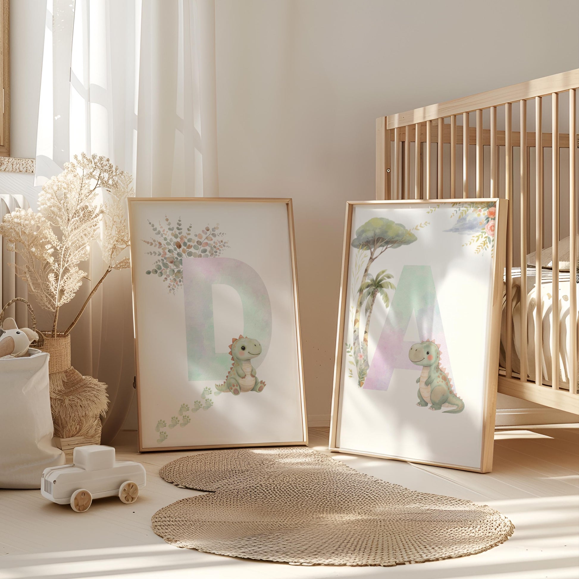 Clipart Bundle Watercolor Dinasour Cute Dino PNGs Balloons Trees & Florals Soft Pastel Nursery Art Graphics Kids Instant Download Canva