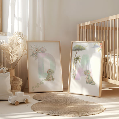 Clipart Bundle Watercolor Dinasour Cute Dino PNGs Balloons Trees & Florals Soft Pastel Nursery Art Graphics Kids Instant Download Canva