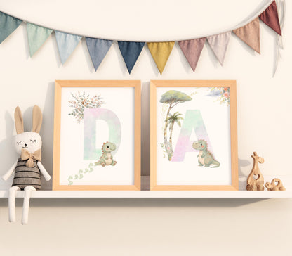 Clipart Bundle Watercolor Dinasour Cute Dino PNGs Balloons Trees & Florals Soft Pastel Nursery Art Graphics Kids Instant Download Canva