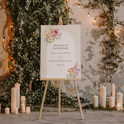 Wedding Welcome Sign Template Design Floral Artwork Digital Download Wedding Template Canva Editing Ceremony Display Entrance Decoration