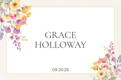 Watercolor Place Setting Table Card Design Template Wedding Download Digital File Format Canva Wedding Card Table Name Tag Elegant Dinner