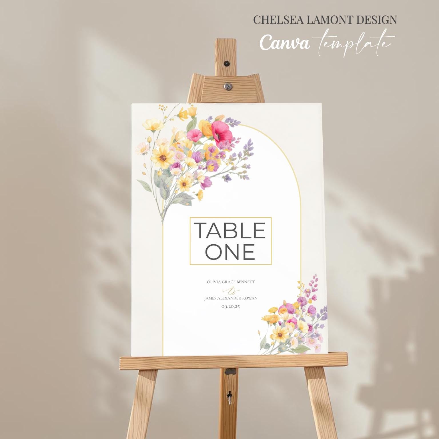 Wedding Table Number Display Template Design Download Digital File Format Canva Floral Design Wedding Decoration Table Setup Romantic Set