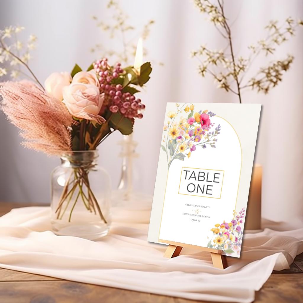 Wedding Table Number Display Template Design Download Digital File Format Canva Floral Design Wedding Decoration Table Setup Romantic Set