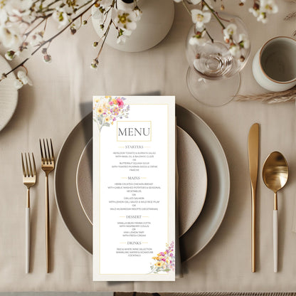 Wedding Menu Template Design Download Digital File Instant Access Bridal Stationery Wedding Reception Dinner Menu Table Display Elegant Look