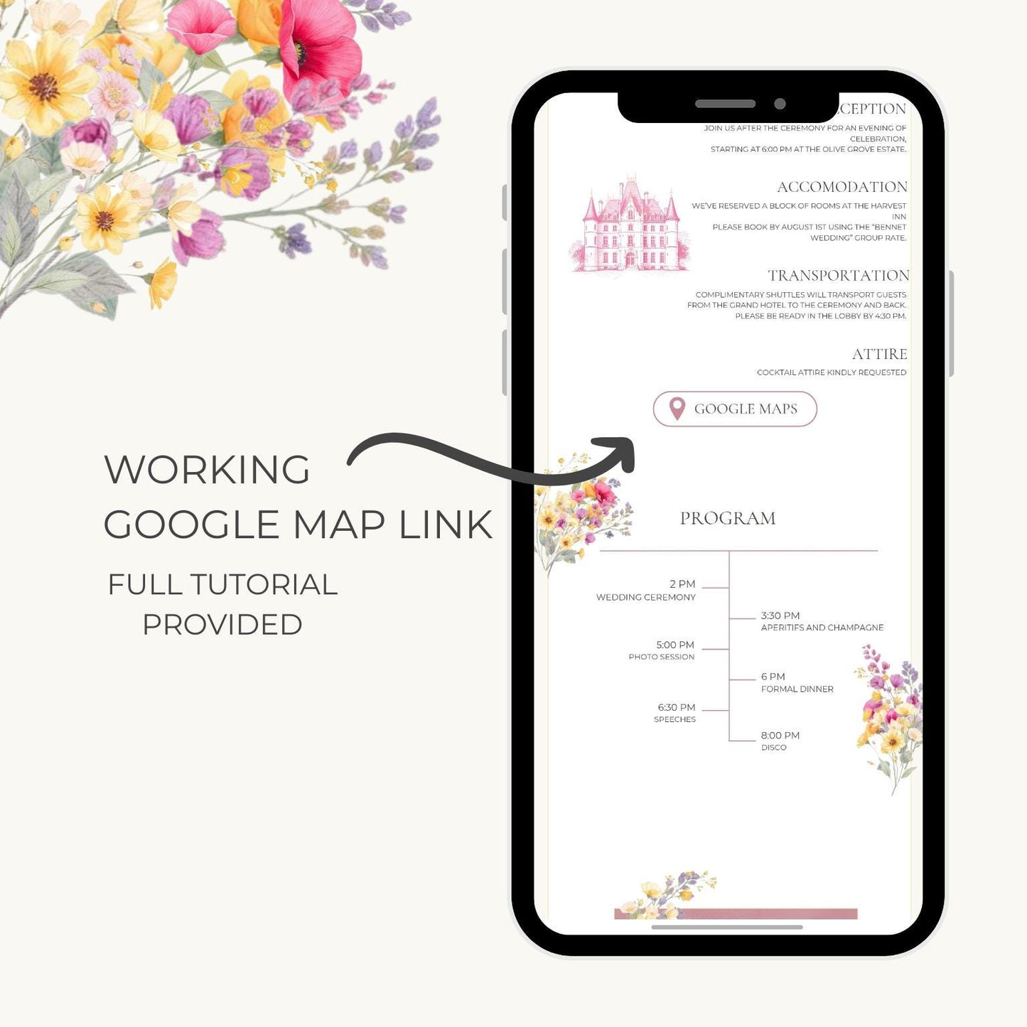 Wedding Website Template Digital Download Floral Design Wedding Website RSVP Form Wedding Timeline Planner Destination Wedding Invitation