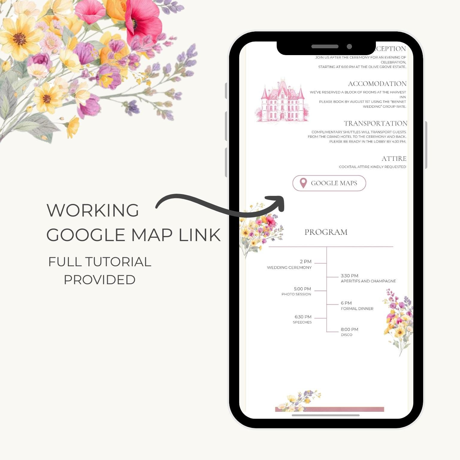 Wedding Website Template Digital Download Floral Design Wedding Website RSVP Form Wedding Timeline Planner Destination Wedding Invitation