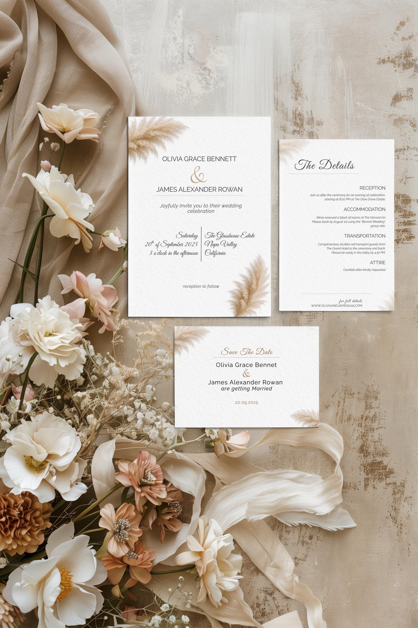 Modern Wedding Invitation Suite Canva Template – Minimalist Editable Bundle - RSVP, Menu, Welcome Sign, Seating Chart