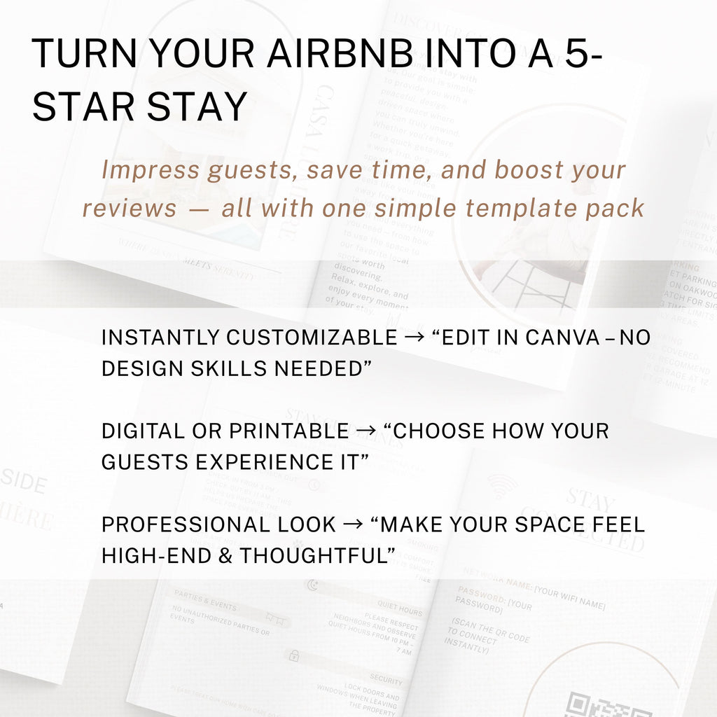 Airbnb Host Template Design Guide Book Creation Tool Digital Welcome Book Page Layout Design Template Canva Guide House Rule Printables
