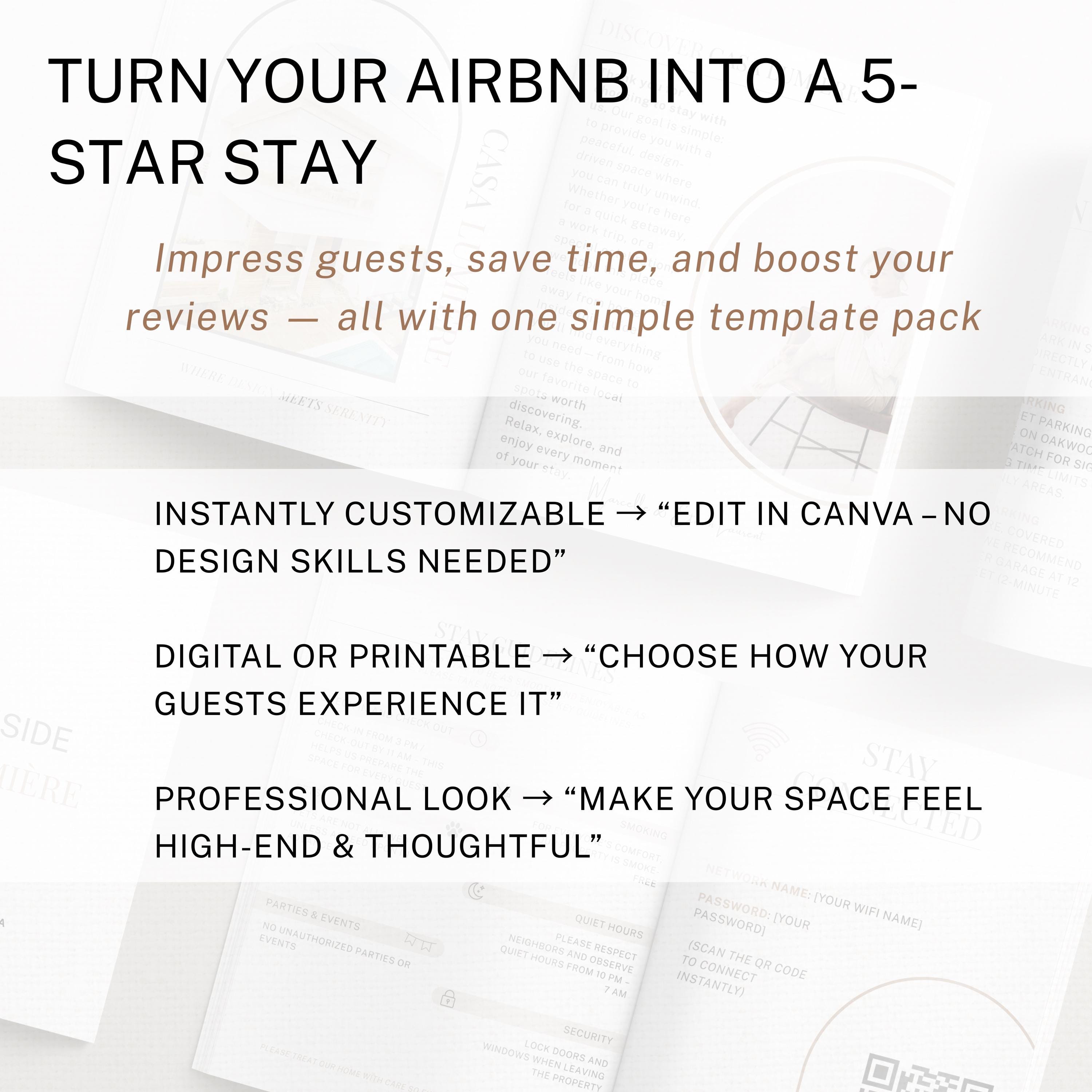 Airbnb Host Template Design Guide Book Creation Tool Digital Welcome Book Page Layout Design Template Canva Guide House Rule Printables