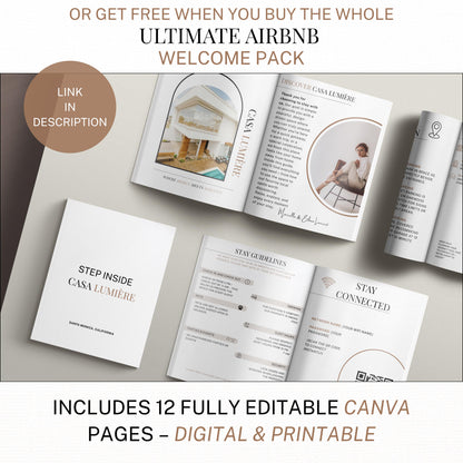 Vacation Rental Template Host Guide Digital Download Property Information Display Sign Welcome Guest Wifi Access Code Display Rental Details
