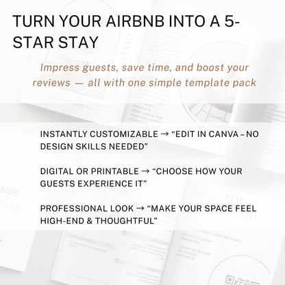 Vacation Rental Template Host Guide Digital Download Property Information Display Sign Welcome Guest Wifi Access Code Display Rental Details