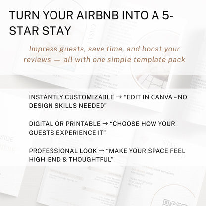 Vacation Rental Template Host Guide Digital Download Property Information Display Sign Welcome Guest Wifi Access Code Display Rental Details