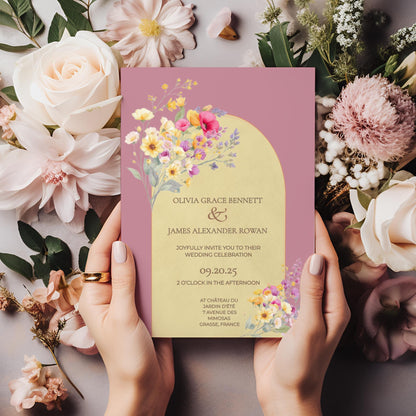 Digital Wedding Invitation Template Design Floral Watercolor Garden Wedding Ceremony Template Editable Canva Custom Invitation Romantic