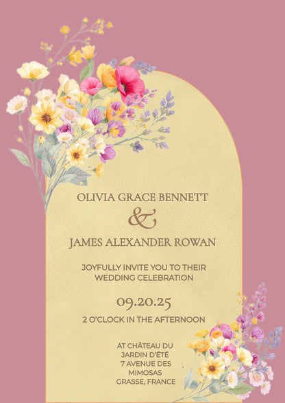 Digital Wedding Invitation Template Design Floral Watercolor Garden Wedding Ceremony Template Editable Canva Custom Invitation Romantic