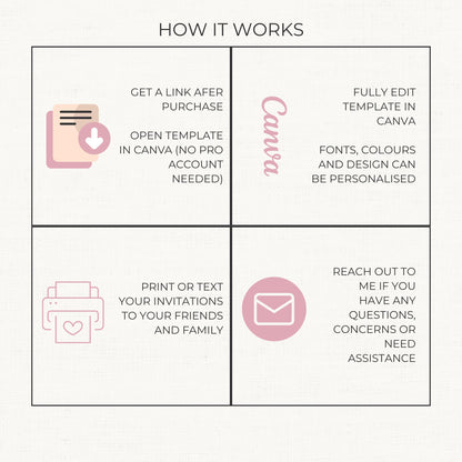 Digital Save The Date Floral Template Watercolor Design Wedding Invitation Gold Border Modern Template DIY Download Bride Card Customizable