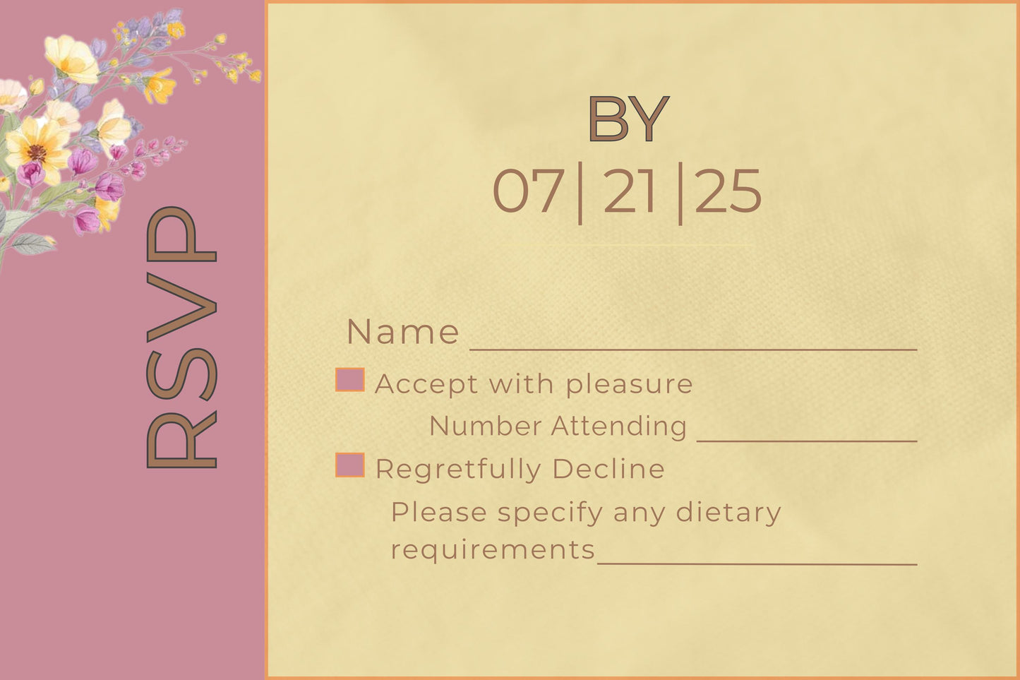Wedding RSVP Template Digital Download Wedding Invitation Design Template Floral Design Wedding Stationery Purple Flower Card Responses