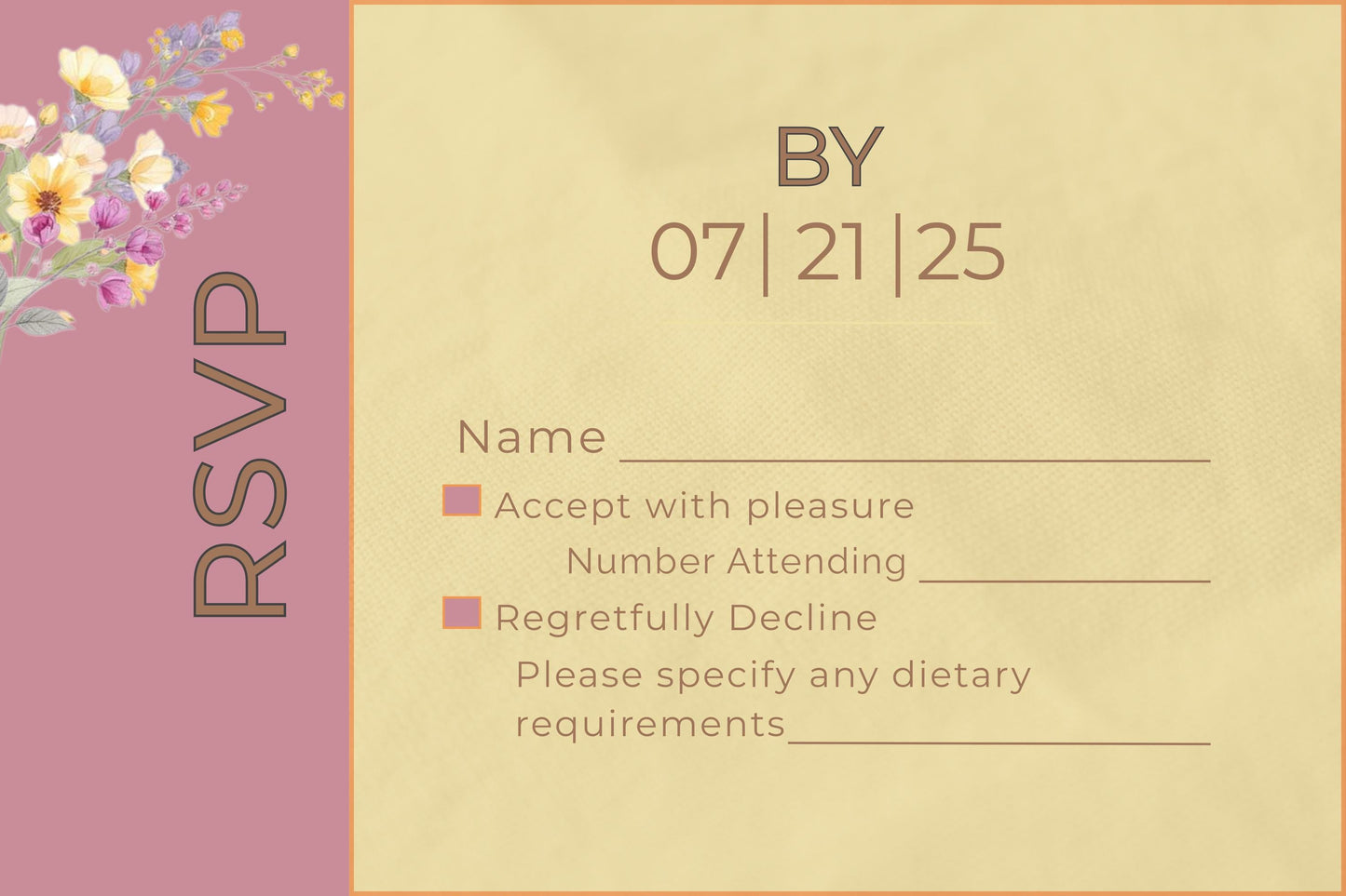 Wedding RSVP Template Digital Download Wedding Invitation Design Template Floral Design Wedding Stationery Purple Flower Card Responses