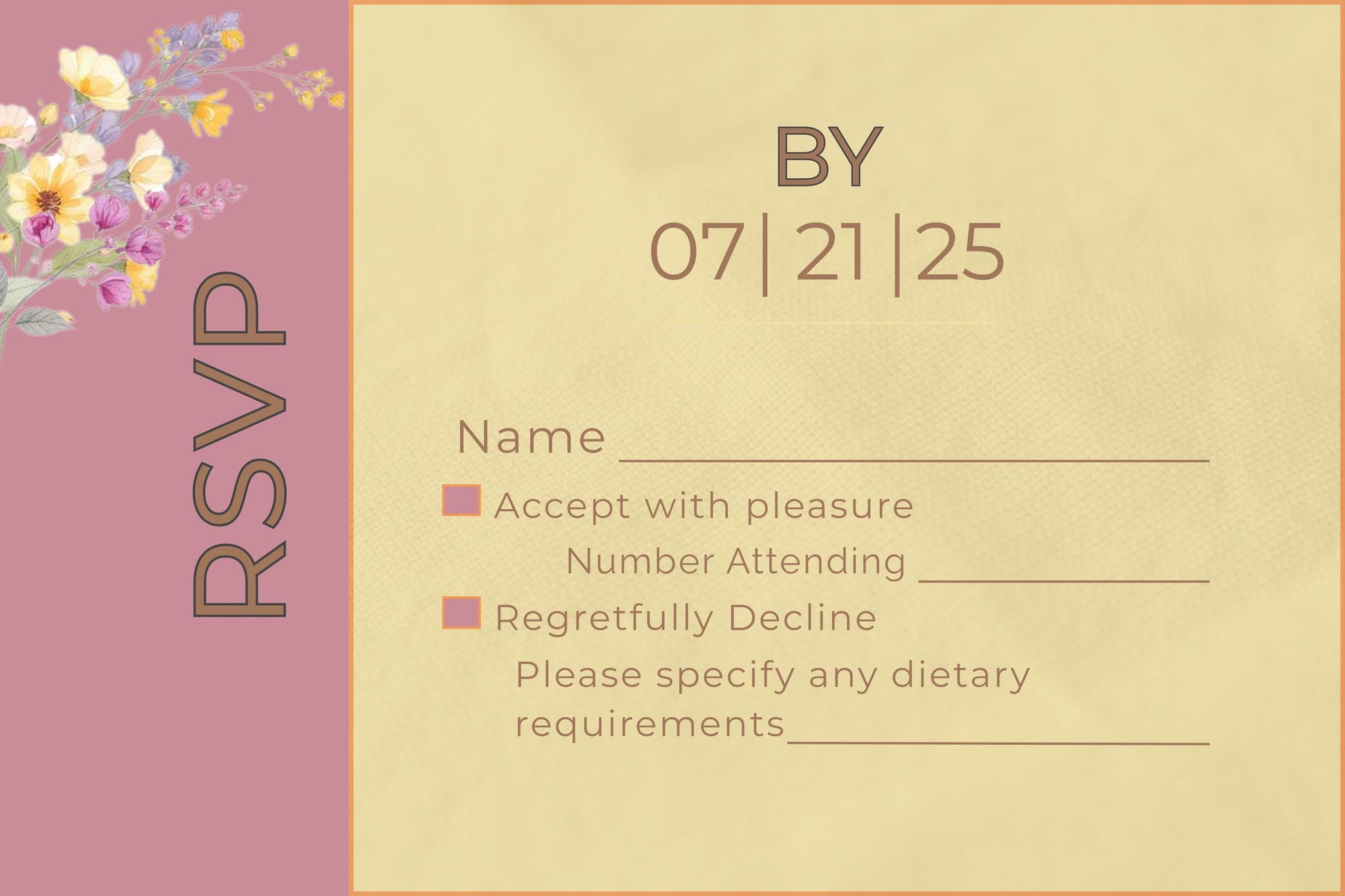 Wedding RSVP Template Digital Download Wedding Invitation Design Template Floral Design Wedding Stationery Purple Flower Card Responses