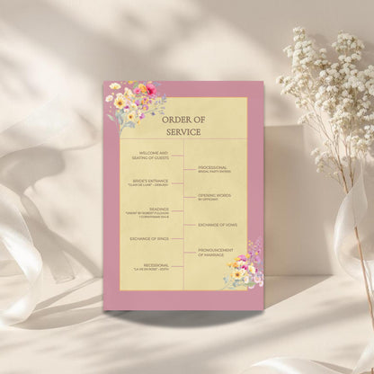 Wedding Ceremony Program Template Design Floral Invitation Template Download Digital File Format Guide Order Service Wedding Detail Elegant