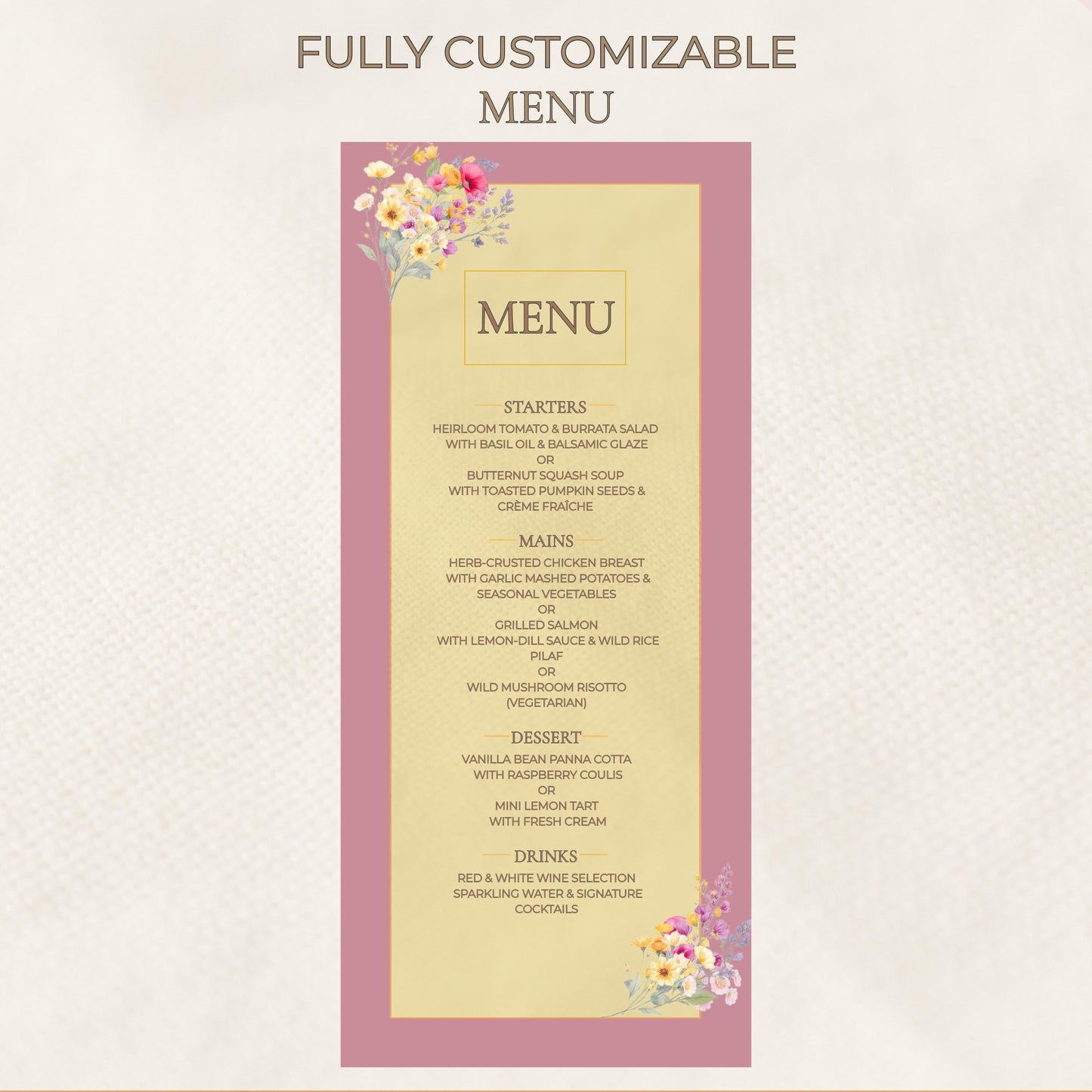 Wedding Invitation Set Customizable Wedding Bundle Editable Canva Templates Floral Suite Welcome Sign Save the Date Menu RSVP Table Number