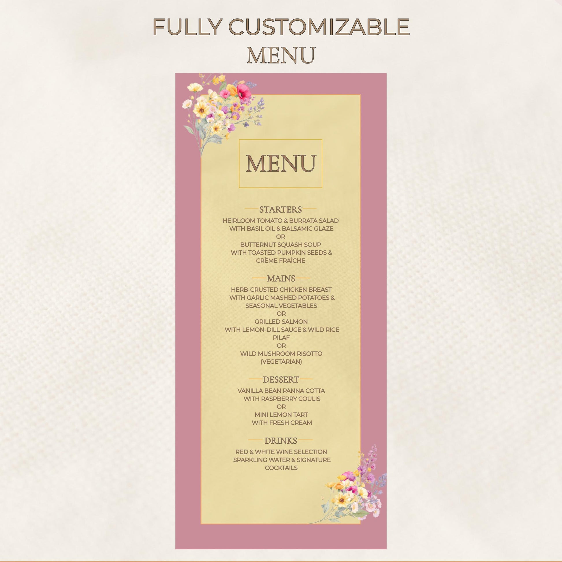 Wedding Invitation Set Customizable Wedding Bundle Editable Canva Templates Floral Suite Welcome Sign Save the Date Menu RSVP Table Number