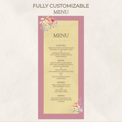 Wedding Invitation Set Customizable Wedding Bundle Editable Canva Templates Floral Suite Welcome Sign Save the Date Menu RSVP Table Number