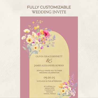 Wedding Invitation Set Customizable Wedding Bundle Editable Canva Templates Floral Suite Welcome Sign Save the Date Menu RSVP Table Number