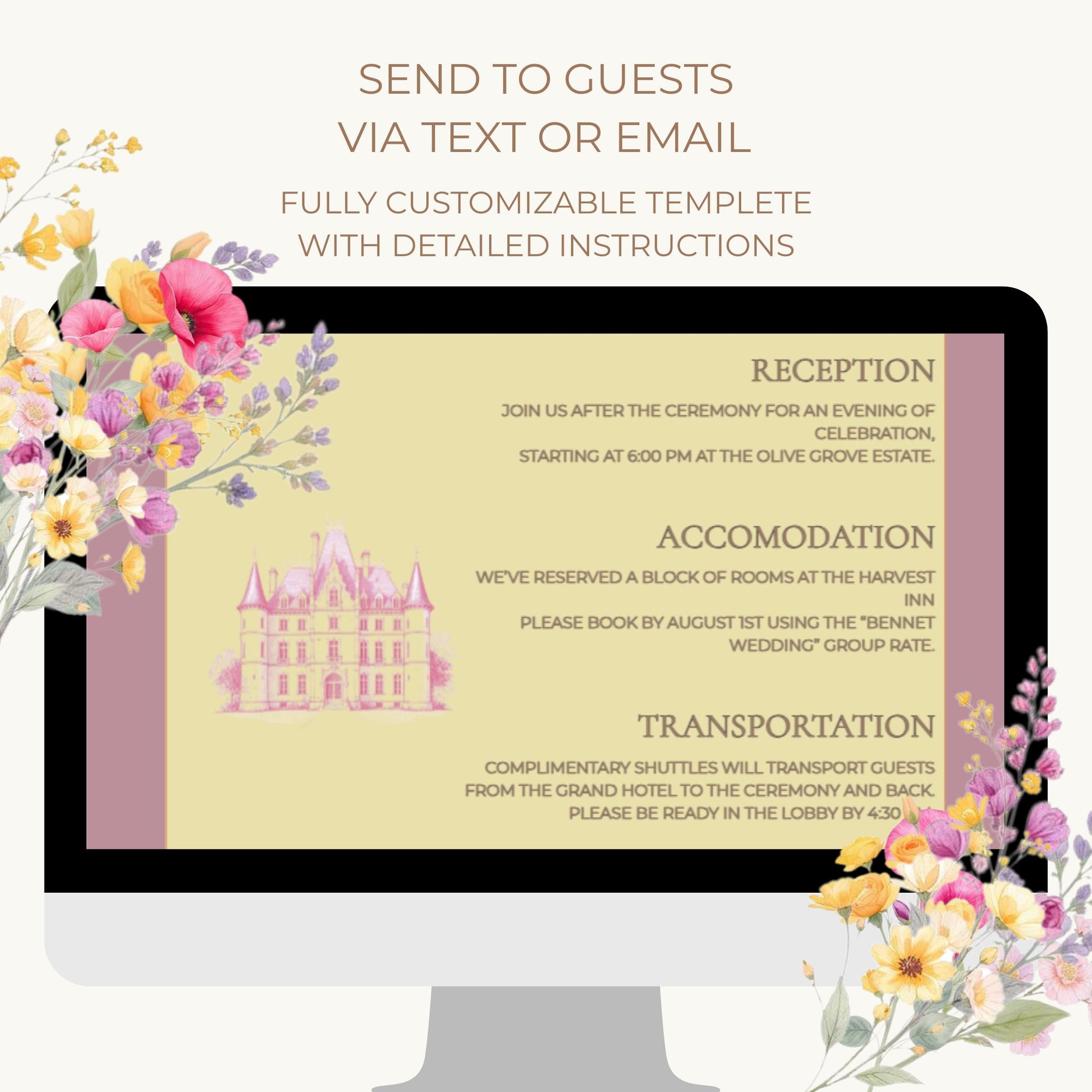 Digital Wedding Website Template Design Floral Pattern Wedding Invitation Canva Template Bride Portal Wedding Planning Destination Wedding