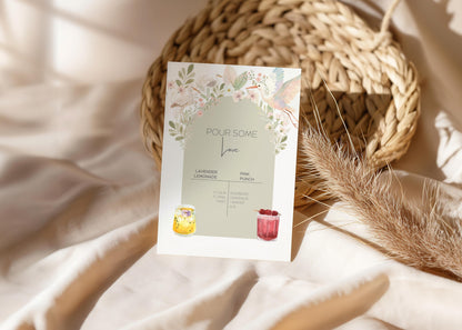 Baby Shower Menu Design Template Digital Download Drink Sign for Party Drink Station Bar Decor Floral Design Canva Template Editable File