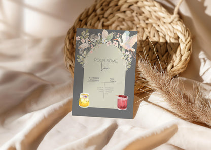 Baby Shower Menu Design Template Digital Download Drink Sign for Party Drink Station Bar Decor Floral Design Canva Template Editable File