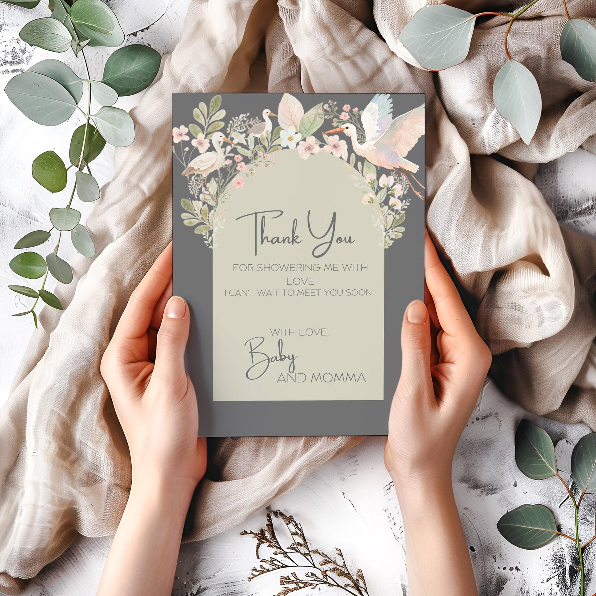 Floral Baby Shower Thank You Card: Editable Canva Template (Instant Digital Download)