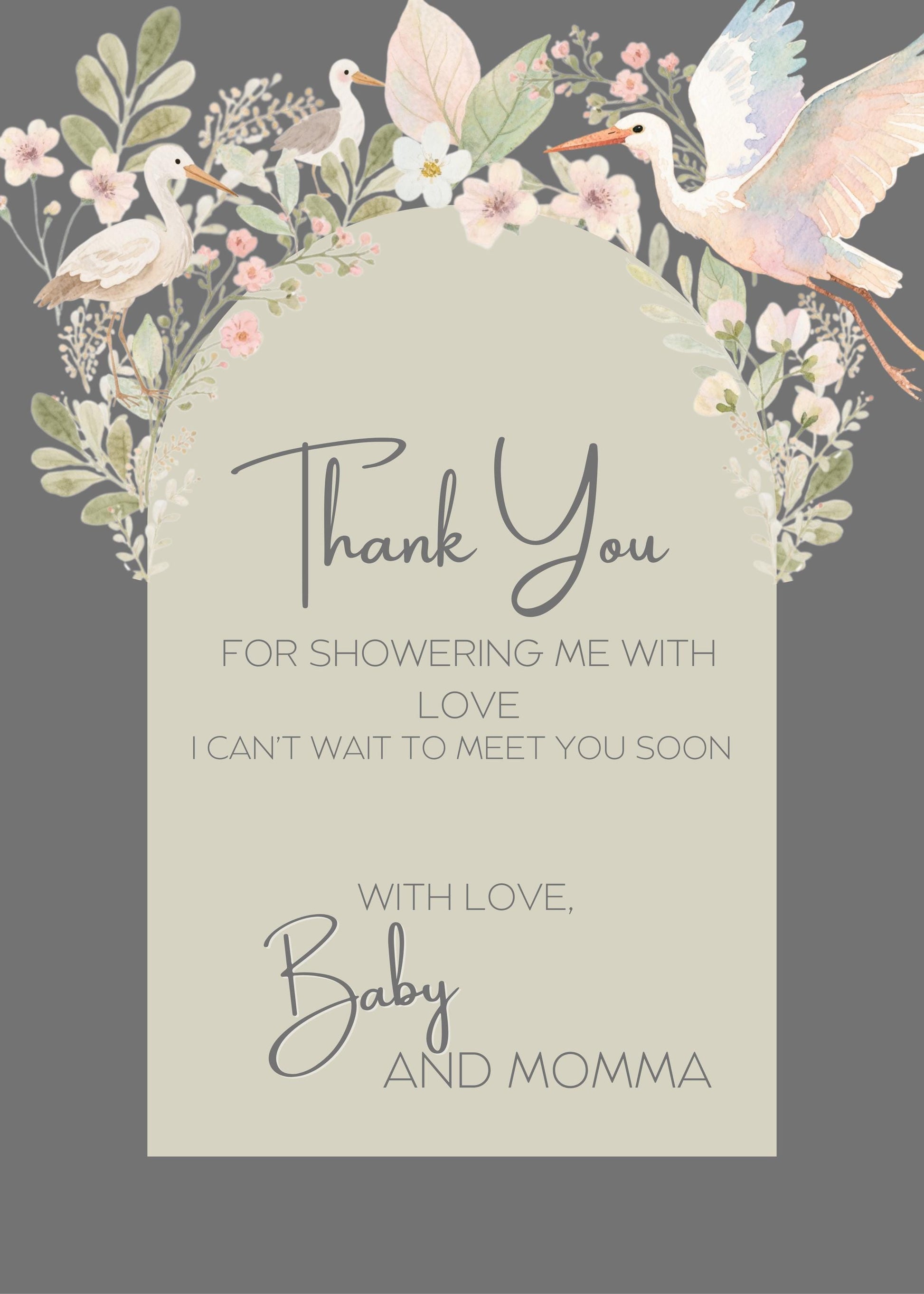 Floral Baby Shower Thank You Card: Editable Canva Template (Instant Digital Download)