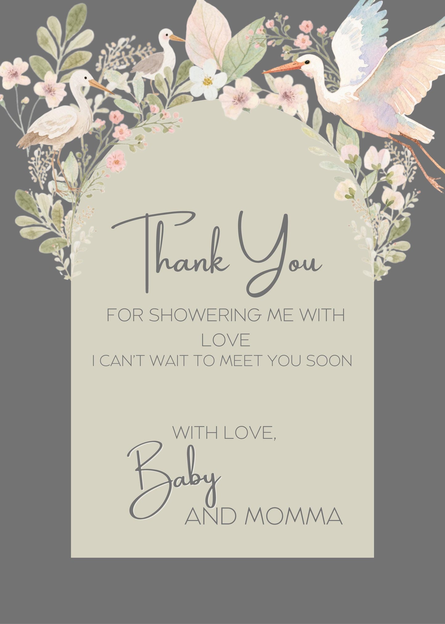 Floral Baby Shower Thank You Card: Editable Canva Template (Instant Digital Download)